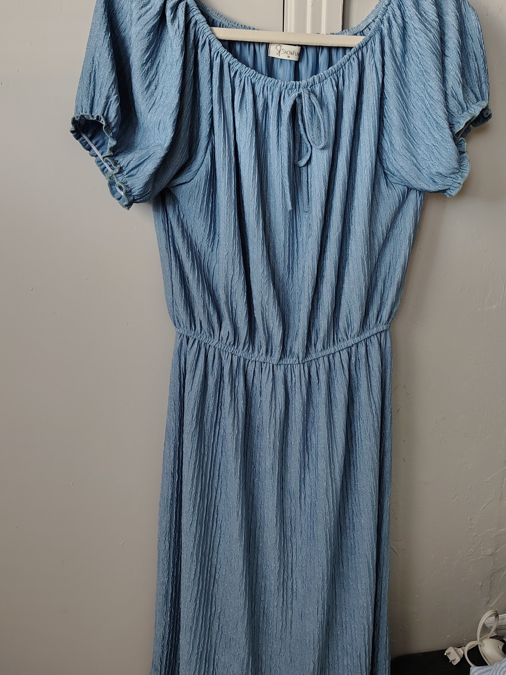 Light Blue Women's Peasant Maxi Dress